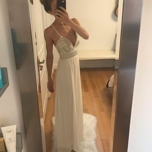 Lulus Maxi Off White Dress with Embroidered Top